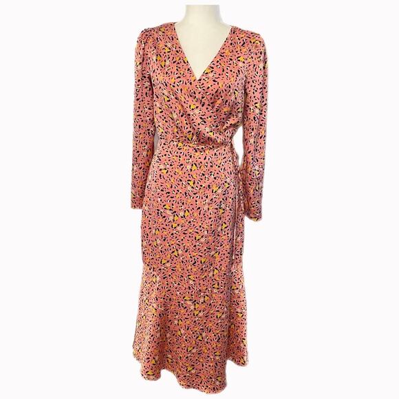 Leith Dresses & Skirts - Leith Long Sleeve Cheetah Print Wrap Dress Sz S
